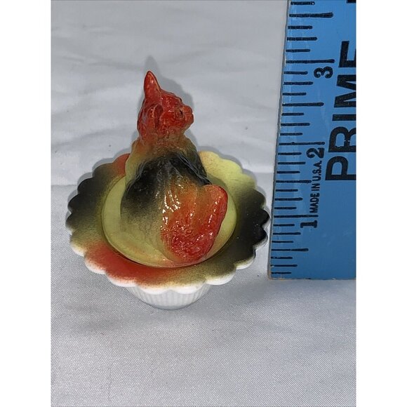 Vtg Mosser Cat on Nest Tie Dye Glass Salt Cellar Basket C880 - Picture 5 of 10